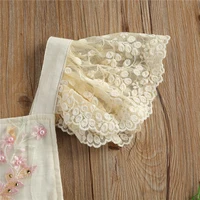 Vêtements de princesse pour bébés filles de 0 à 24 mois, barboteuse d'été en dentelle, imprimé de fleurs, à volants, manches courtes, combinaisons 2 couleurs 3
