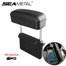 Mejora de la caja de almacenamiento Reposabrazos de coche ajustable codo de coche caja de soporte Auto asiento Gap organizador de carga inalámbrica con USB Line Gift(China)