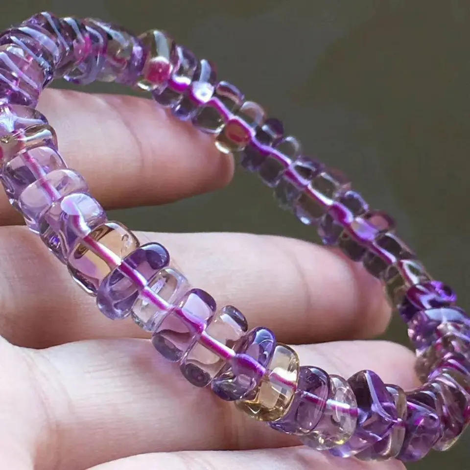 Natural Purple Yellow Ametrine Quartz Bracelet Women 8mm Ametyhyst