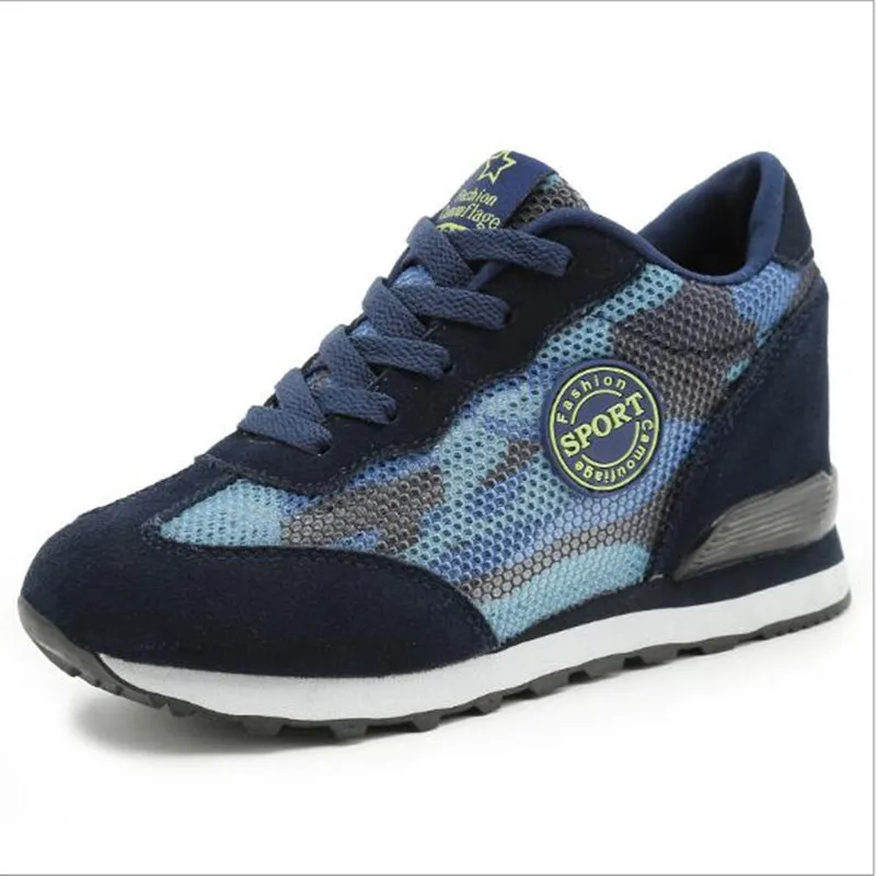 35-40Camouflage Shoes Women's increased mesh Breathable Hollow flat sports Shoes Women's Casual travel Shoes tide Shoes