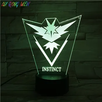 

Pokemon Go Team Instinct Baby Night Light LED Color Changing Bedside Atmosphere Novelty Lamps Gift Usb Led Lamp Child Instinct