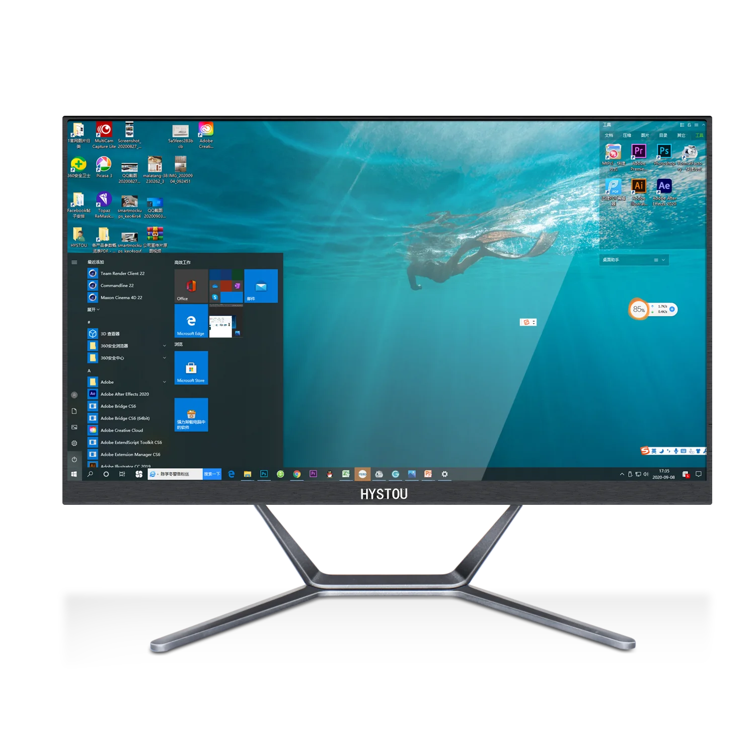 Factory price HYSTOU monoblock desktop all in one PC computer 23.8 inch monitor intel core i3 i5 i7 processors for gaming office