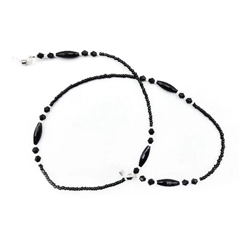 black 1 шт., черные акриловые бусины, цепочки для очков, противоскользящие цепочки, шнур для очков, держатель для очков, шейный ремешок, веревка для очков для чтения - Цвет: black