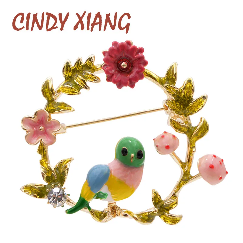 Женская Брошь с эмалью CINDY XIANG маленькая брошь в виде птицы и цветка свадебная