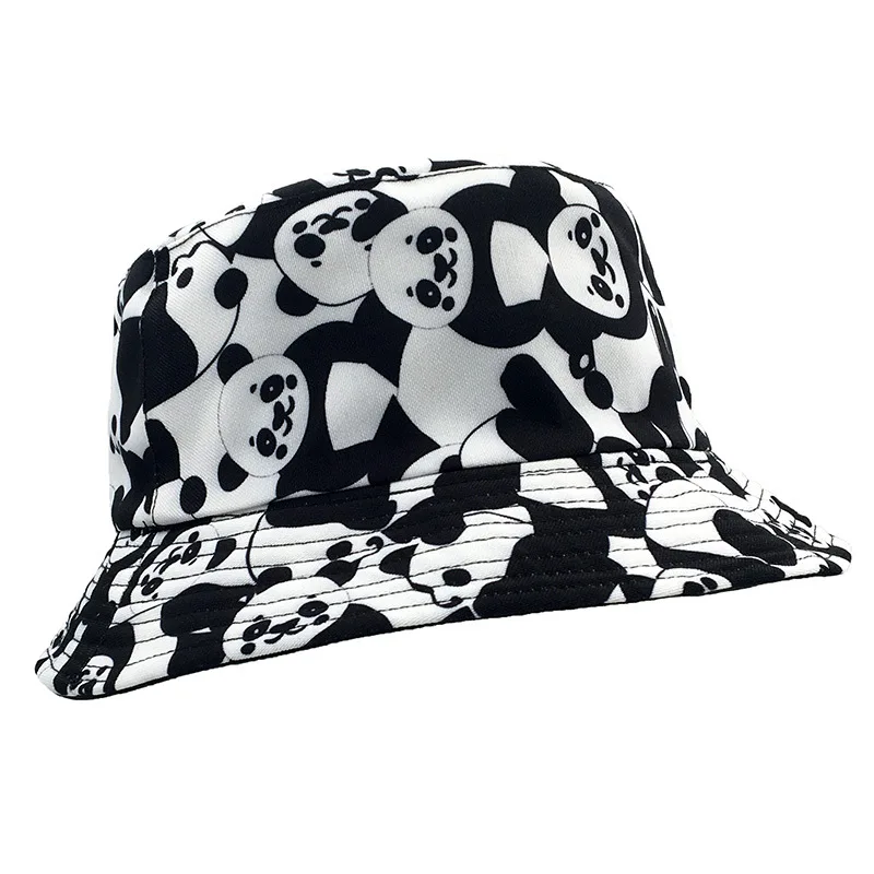 2020 Fashion Reversible Black White Cow Pattern Bucket Hats Fisherman Caps For Women Gorras