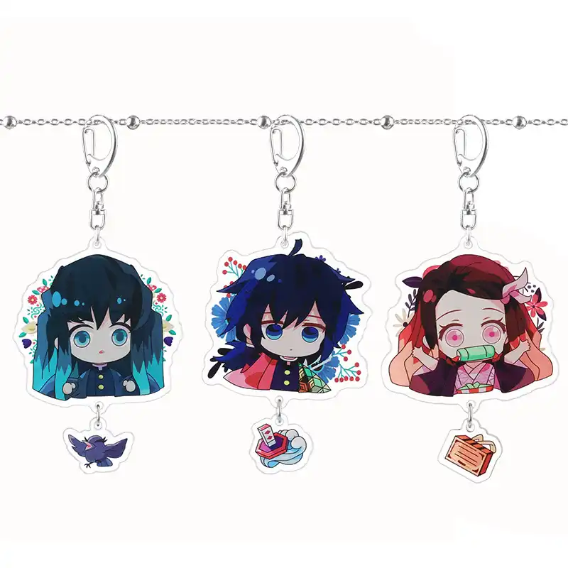 Key Chain Kamado Nezuko Keychain Anime Keyring Acrylic Key Ring Creative Woman Kids Man Girls Cute Demon Slayer Kimetsu No Yaiba Aliexpress