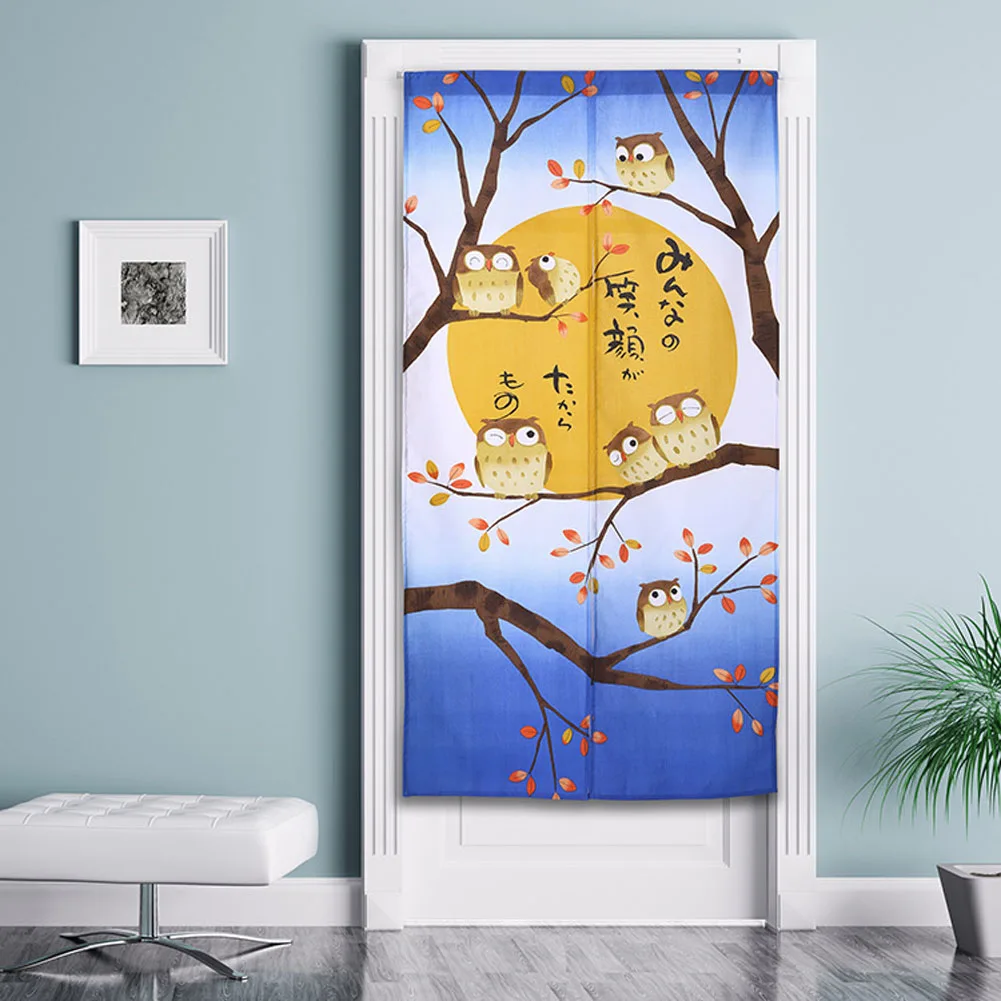 Разделительный полуподвесной декоративный Рисунок с мультяшной совой Японский вход домашний занавеска на дверь в спальню мягкий изысканный делитель - Цвет: B