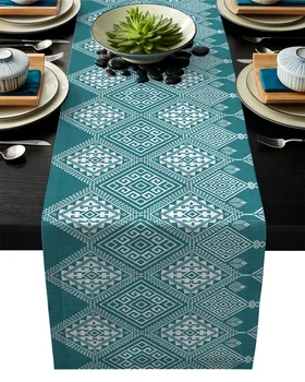 

Ethnic Style Geometry Table Runner Linen Cotton Tablecloth Modern Party Wedding Decor Dinning Table Runners