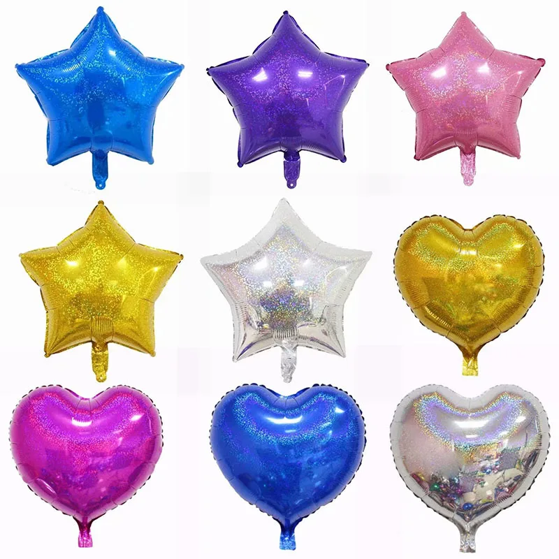 

50pcs 18" Laser Star Heart Foil Helium Balloons Birthday Party Decoration Wedding Decor Baby Shower Air Globos Supplies 45*45cm
