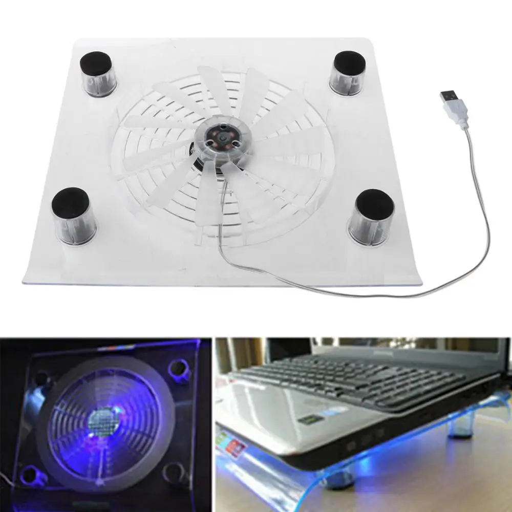 

Laptop Cooler USB Cooling Big Fan LED Light Cooler Pad Stand for 15\" PC Notebook