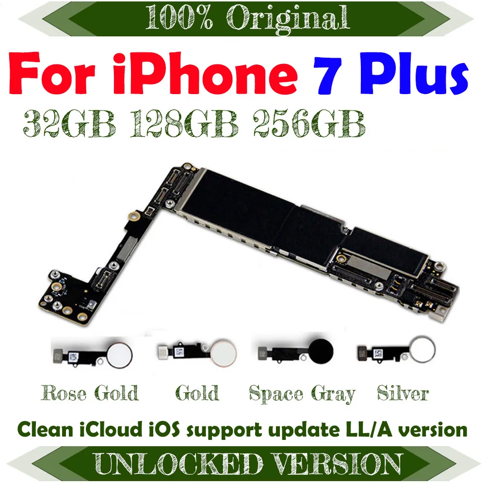 Mainboard without iCloud Logic Board Original Support iOS Update for iPhone 7 Plus 7Plus Motherboard with Full Chips CleaniCloud | Мобильные