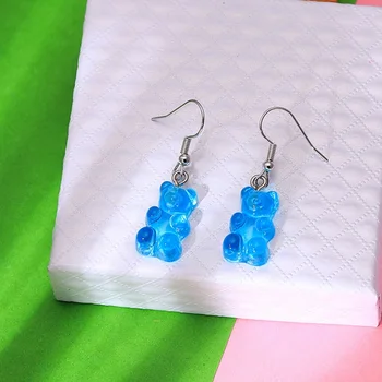 

Creative Cute Mini Gummy Bear Earrings Minimalism Cartoon Design Female Ear Hooks Danglers Jewelry Gift 1 Pair
