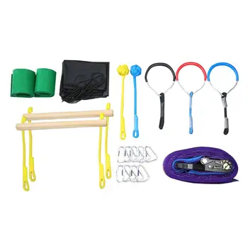 

Kids Slackline Hanging Obstacle Course Set Warrior Training Equipment for Backyard Outdoor Playground