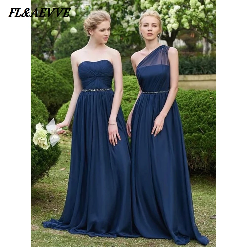 Pretty One Shoulder Strapless Chiffon A Line Bridesmaid Dresses  (2)
