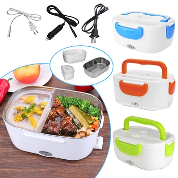 

2 in 1 Car& Home Electric Heated Lunch Box Portable 12V 110V 220V Bento Boxes Food Heater Rice Container US Plug/EU Plug