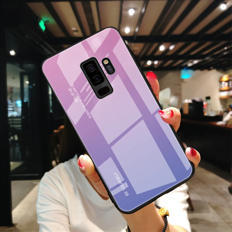 Для samsung чехол градиент закаленное Стекло чехол для samsung Galaxy S10 S9 Plus E A70 A50 A40 S8 j8 j6 note 8 9 M10 m 20-30