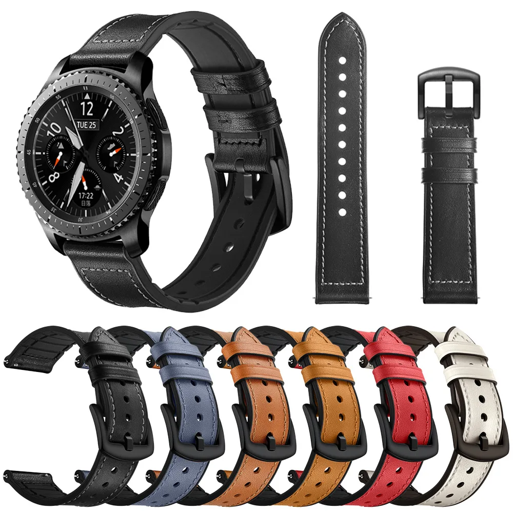 22 мм 20 силиконовый кожаный ремешок для Huawei Watch GT 2 samsung galaxy watch 46 42 Gear S3