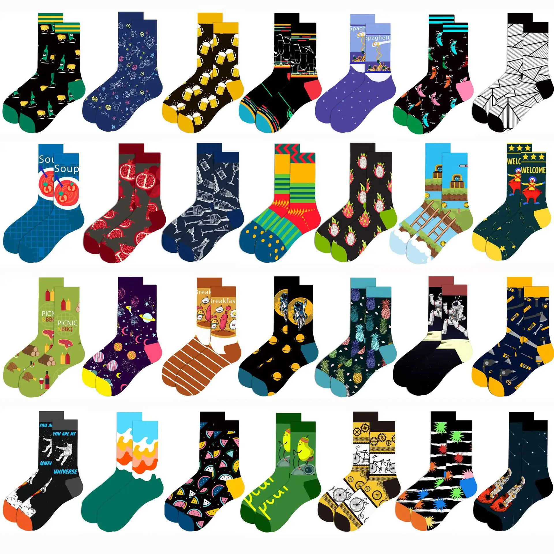 

2020 Autumn Winter Happy Socks Men Classic Geometry Striped Funny Sock Unisex Fashion Spell Color Cotton Long Wedding Socks