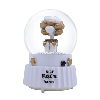 

Romantic Balloon Ornaments Home Decoration Music Box Girl Birthday Gifts Crystal Ball Desk Decor Background Props Figurines