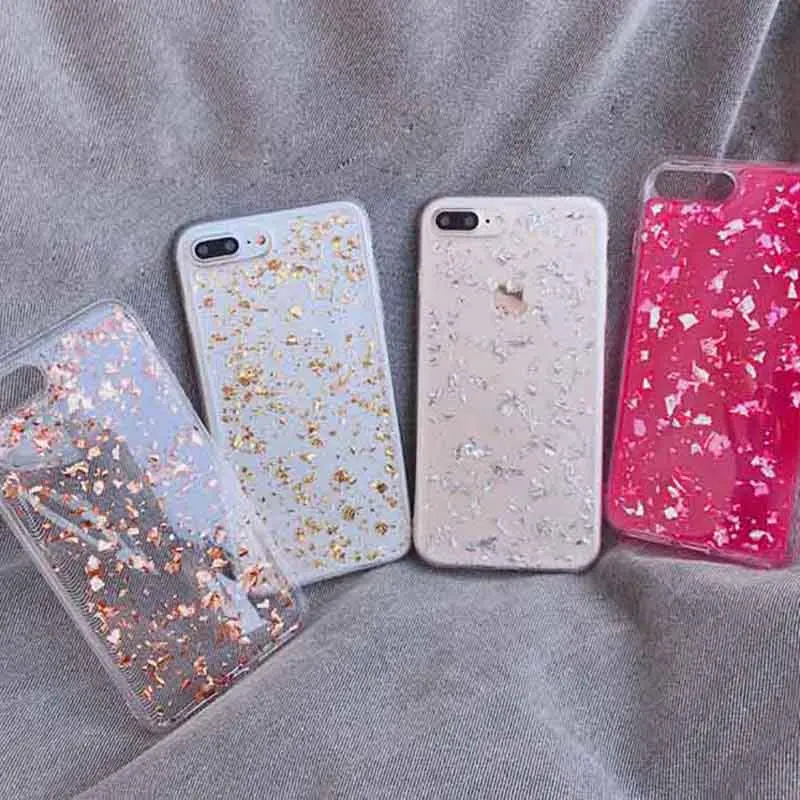 Gold foil Phone Case for iphone xr x xsmax xs Stars Patterned apple Coque 7 8 6 6s plus Fashion Transparent TPU Cover |