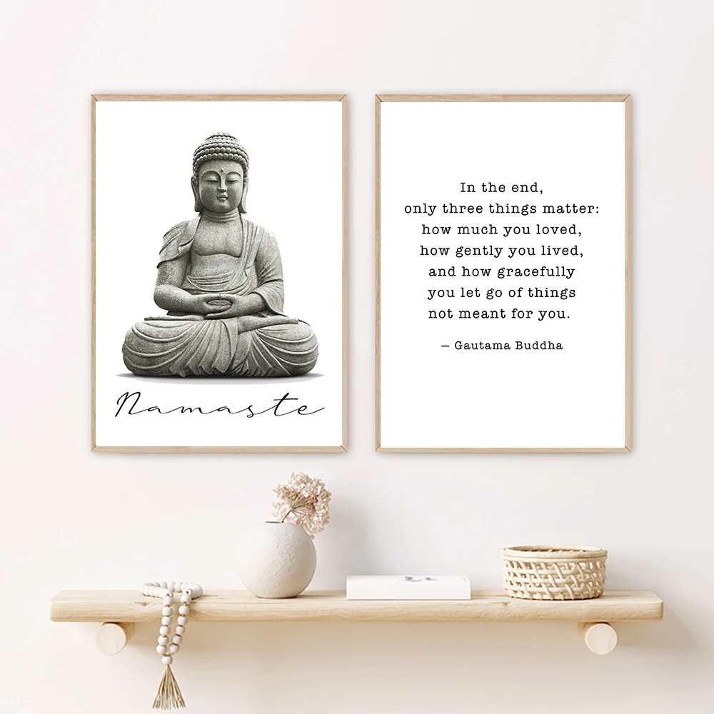 Zen-Buddha-Head-Statue-Poster-Motivational-Quostes-Canvas-Print-Minimalist-Wall-Art-Pictures-Paintin