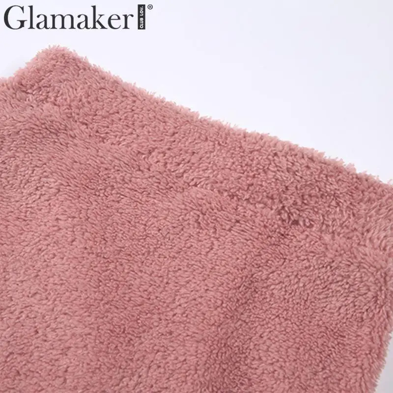 Glamaker, длинный рукав, искусственный мех, v-образный вырез, два комплекта, платье, женское, элегантное, облегающее, вечерние, для клуба, vestudos, сексуальное, тонкое, розовое, весеннее платье