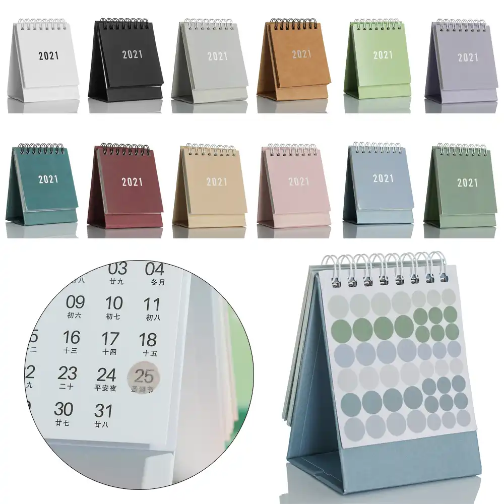 1pc 2021 New Simple Desk Mini Calendar With Stickers Dual Daily Schedule Table Planner Yearly Organizer Office School Supplies Calendar Aliexpress