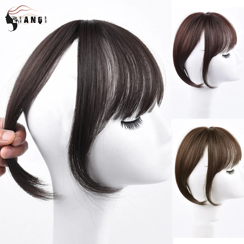 DIANQI 3D clips  Invisible Seamless Head Synthetic Hair Fake Brown Black Short Hair Female Adult Women BB Clip Hair Pieces image_0