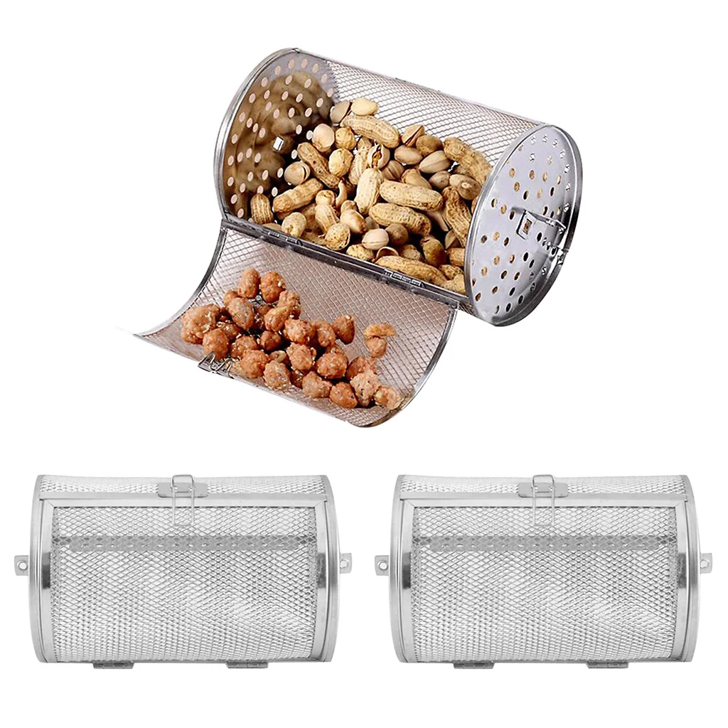 2x Stainless Steel Oven Basket Coffee Beans Baking BBQ Roaster Drum Kitchen