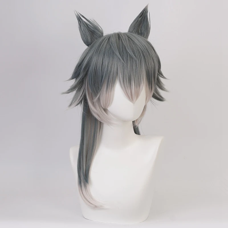 

New Anime BEASTARS Legoshi Wig Wolf Ears Personified Beasts Cosplay Gradient Colors Short BOBO Hair Halloween