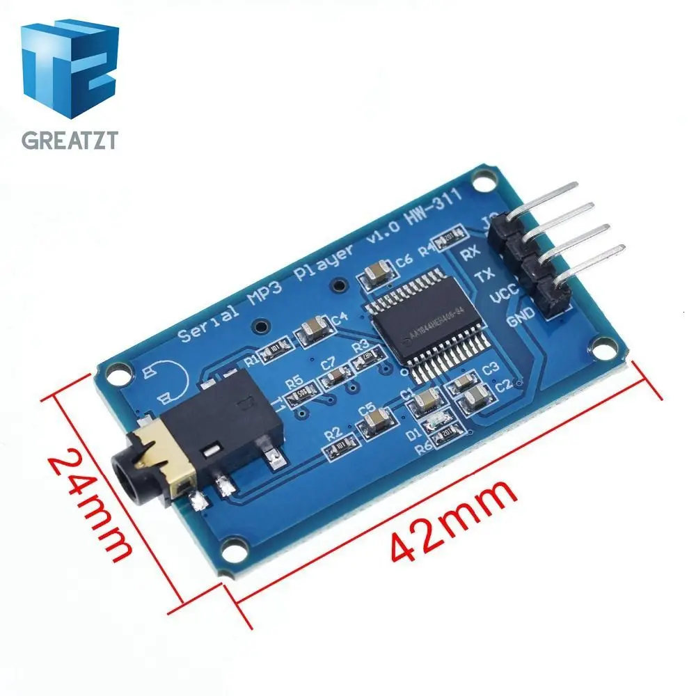 GREATZT YX6300 YX5300 UART серийный модуль управления MP3 музыкальный плеер модуль для Arduino/AVR/ARM/PIC CF