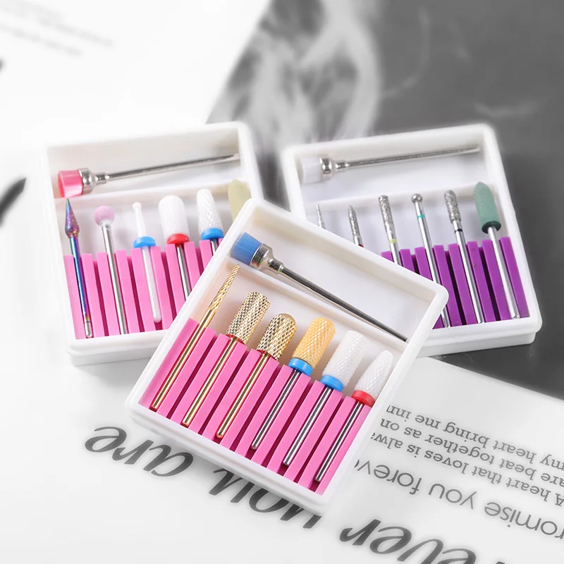  7PCS Ceramic Diamond Nail Drill Bits Set Milling Cutters Electric Manicure Pedicure Machine Gel Rem