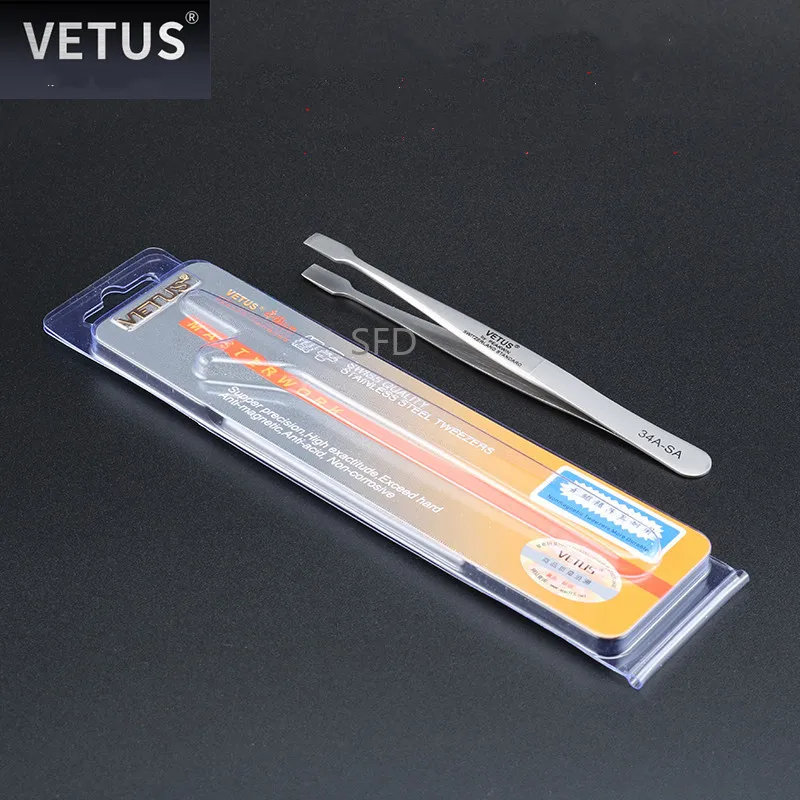 

Плоские широкие пинцеты VETUS 34A-SA для Лабораторных Медицинских зажимных штампов, электронные промышленные инструменты