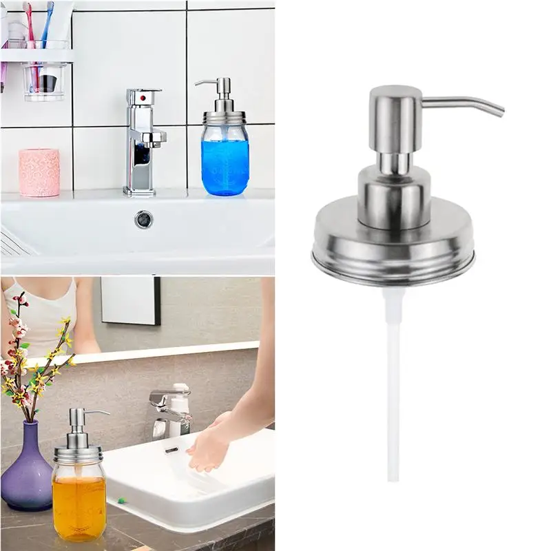1pc Hand Lids Stainless Steel Bathroom Rustproof Rustic Soap Pump Head Farmhouse Shampoo Accessories Kitchen For Mason Jar |