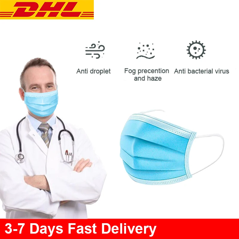 

Fast Shipping 50/100pcs Anti Dust Face Mask Disposable Mouth Face Mask Non-Woven 3 Layer Mouth Protective Face Masks