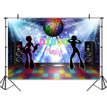 

Disco Party Backdrop Photography Neon Eighties Retro Style Let's Dance 80's Photo Background Portrait Banner Deco Backdrops