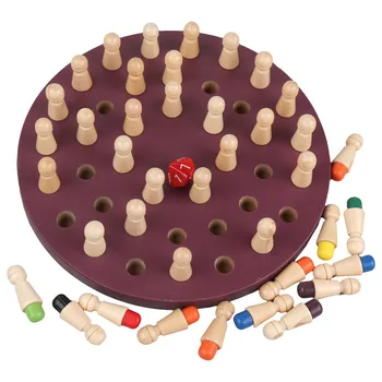 

Two In One Kids Wooden Memory Chess Backgammon Fun Block Board Game Educational Color Cognitive Ability Toy For Children