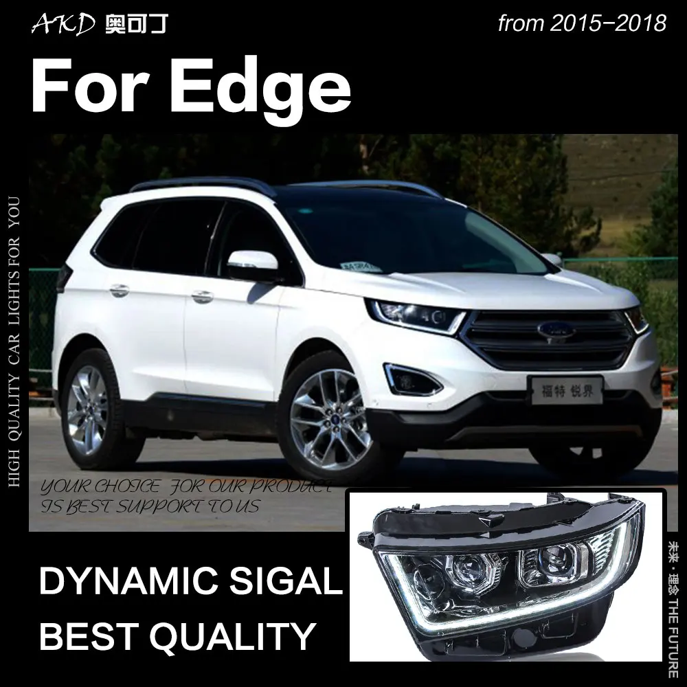AKD Car Styling for Ford Edge Headlights 2015-2018 New Edge LED Headlight DRL Hid Head Lamp Angel Eye Bi Xenon Beam Accessories