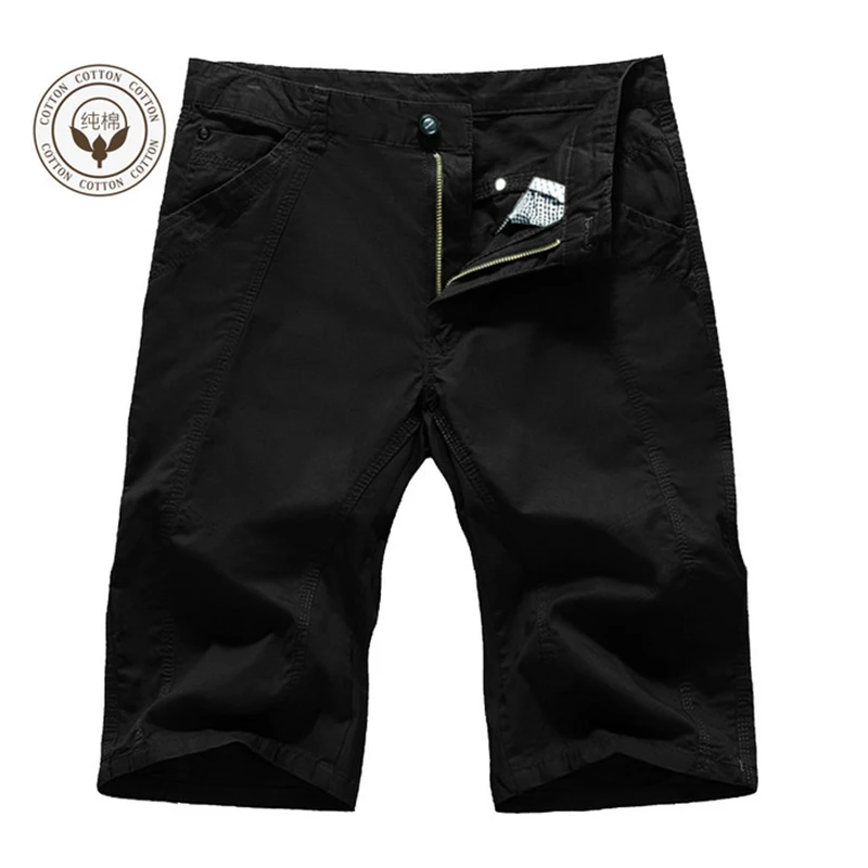 Мужские хлопковые летние шорты большого размера, дышащие, износостойкие, с несколькими карманами, повседневные шорты для альпинизма, туризма, кемпинга - Цвет: Black