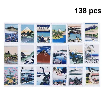 

3 Box of 138PCS Creative DIY Notebook Decals Ukiyoe Decorative Sticker Multi-purpose Scrapbook Decals Boxed DIY Scrapbook Patchs