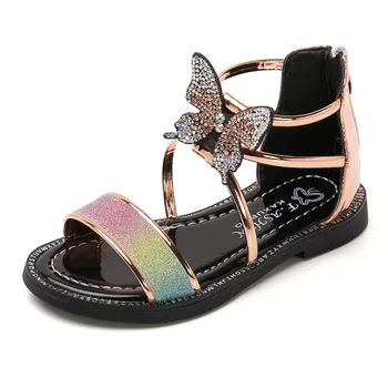 

COZULMA Kids Girls Glitter Butterfly Beach Sandals Summer Shoes Children Colorful Non-Slip Sandals Size 26-36