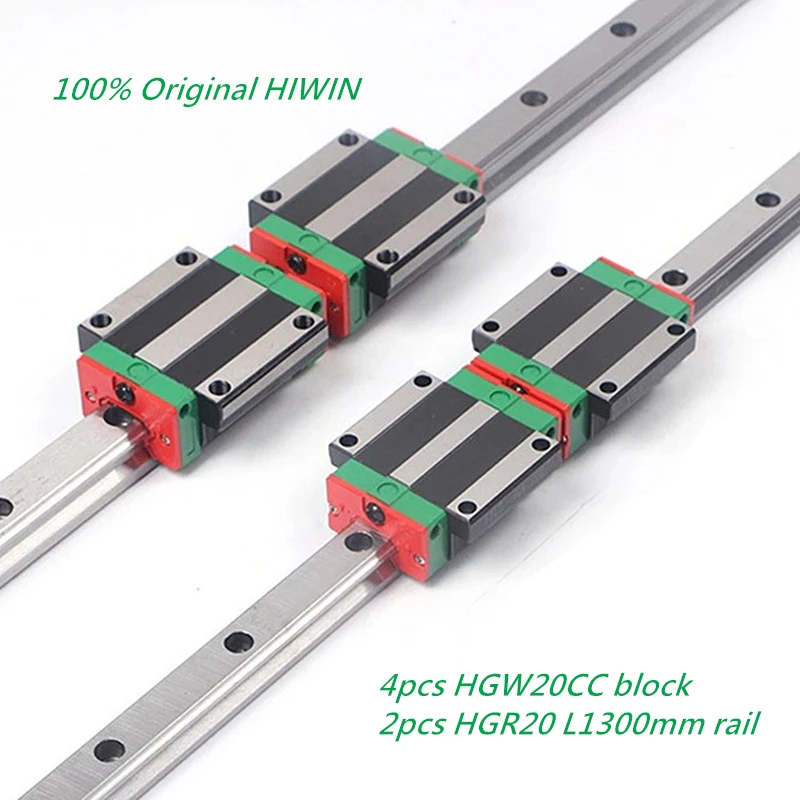 

2pcs ORIGINAL HIWIN HGR20 -1300mm linear guide rail + 4pcs HGW20CC linear flanged Carriage block