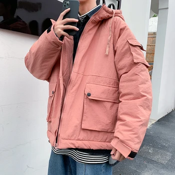 

Winter Thicken Jacket Men's Warm Parka Men Fashion Multi-pocket Hooded Coat Man Streetwear Loose Tooling Jacket Male Clothes
