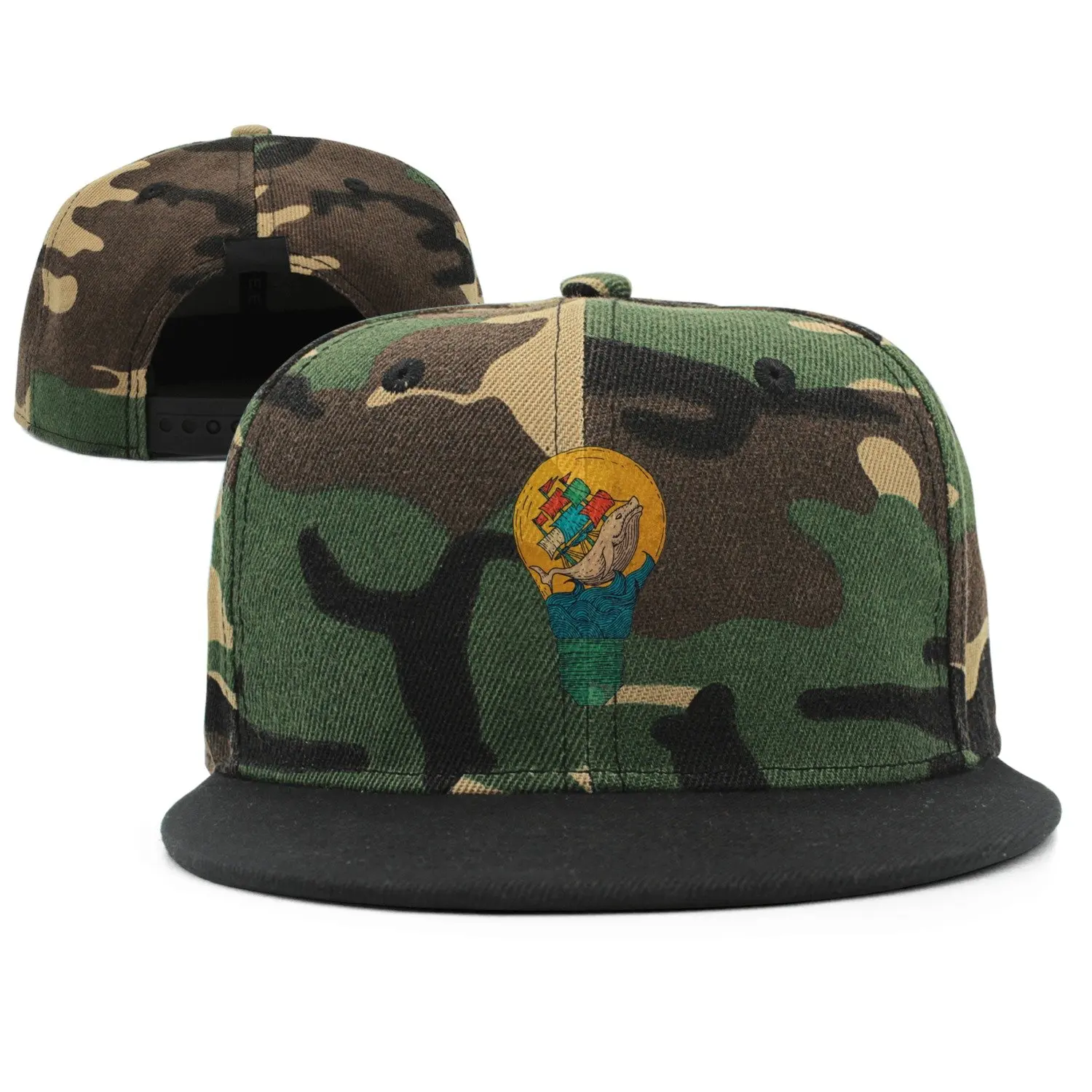 

SJSNBZ Light Lamp Whale Boat Sailor Cotton Unisex Adult Womens Camouflage Hip-hop Caps