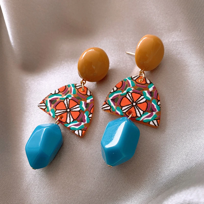 Acrylic Earrings SHANGZHIHUA Vintage Colored Acrylic Earrings For Women's Fashion Unusual Jewelry Christmas Gift Accessories