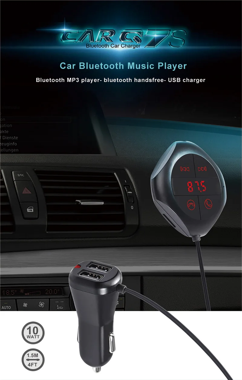 Автомобильный MP3-плеер fm-передатчик Bluetooth модулятор громкой связи автомобильный комплект музыкальный плейер в машине радиомонитор TF U диск 2 USB Автомобильное зарядное устройство