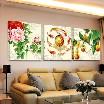 

3 PCS Chinese style,Needlework Diy Diamond Embroidery Koi fish Diamond Painting Cross Stitch Full Square Round Mosaic Kit JS5595