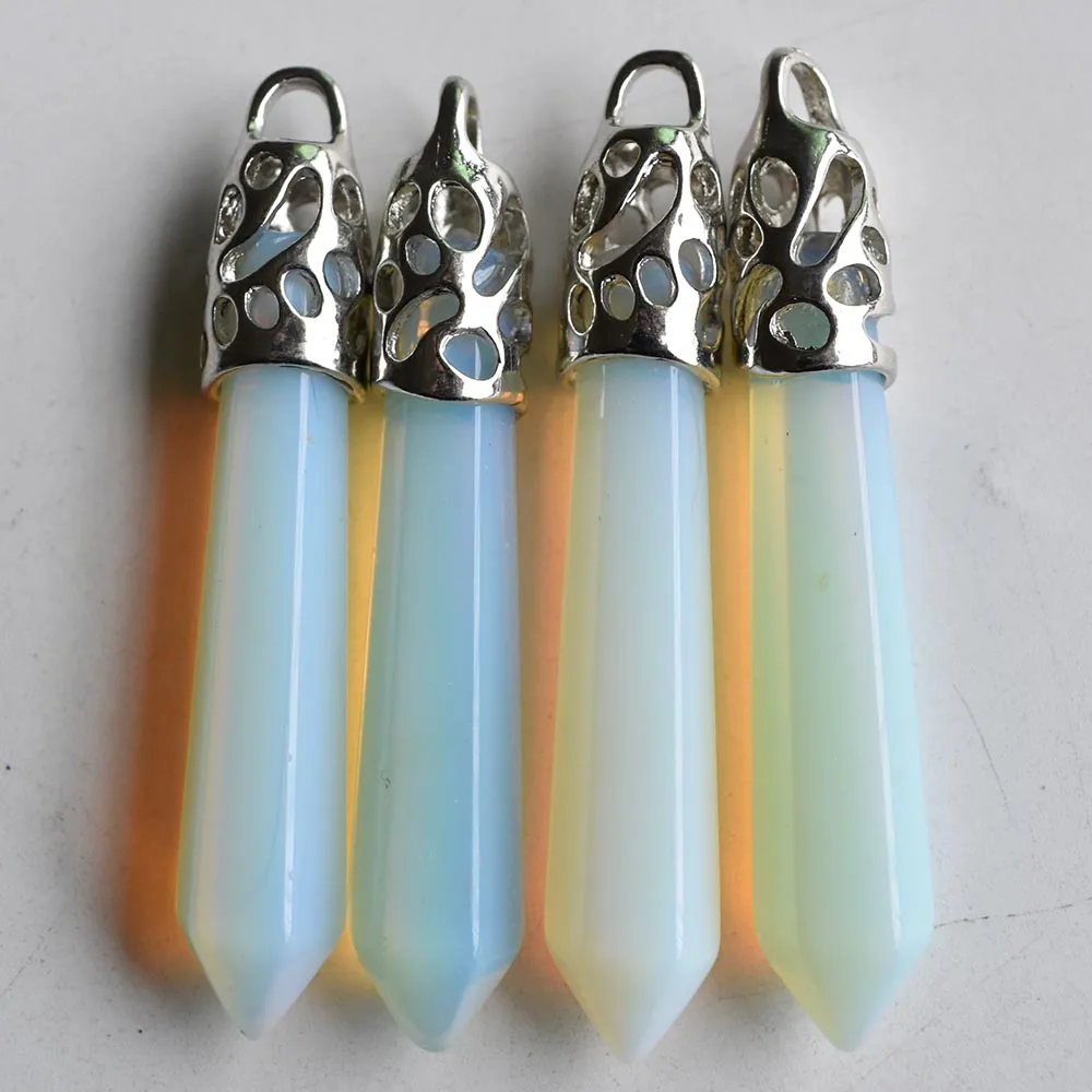 

Wholesale 10pcs/lot Fashion good quality opal stone Hexagonal pillar charms pendants 12x50mm for jewelry making