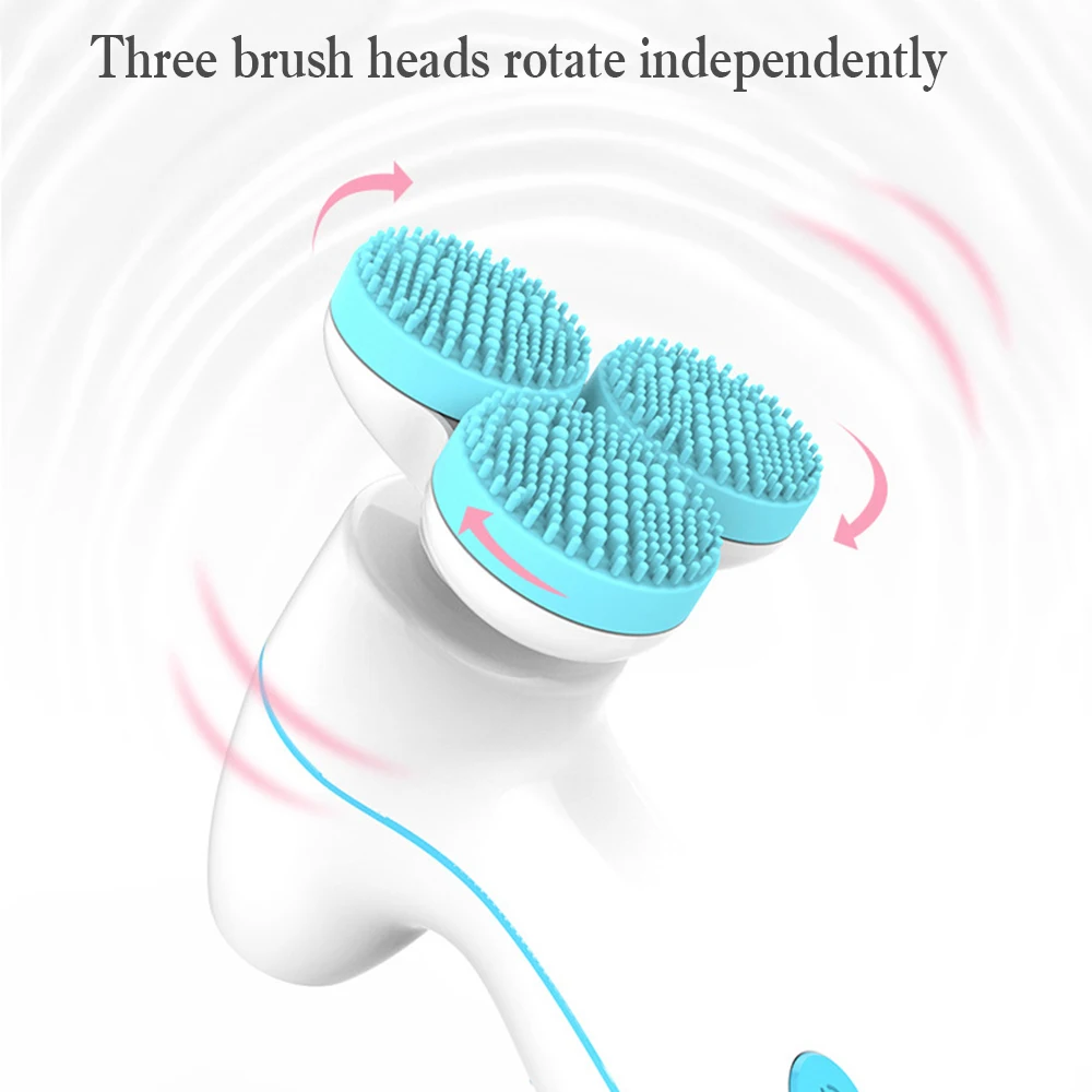 3 in 1 Sonic Face Brush Make Up Cleaning Brush Vibrating Massage Facial Silicon Brush Waterproof Face Body Cutin Cleansing Tools