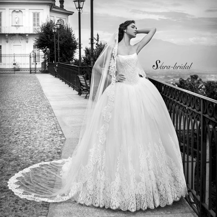 

brides dresses sexy strapless robe de mariage 2016 lace Wedding Dress ball gown appliques off the shoulder vestido de noiva